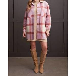 NEW HAGGAR TRIBAL long sleeve button front shacket in orchid